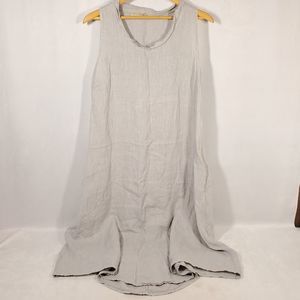 Stella Martini Womens Sz M Gray Linen Dress Sleeveless Casual Cottagecore